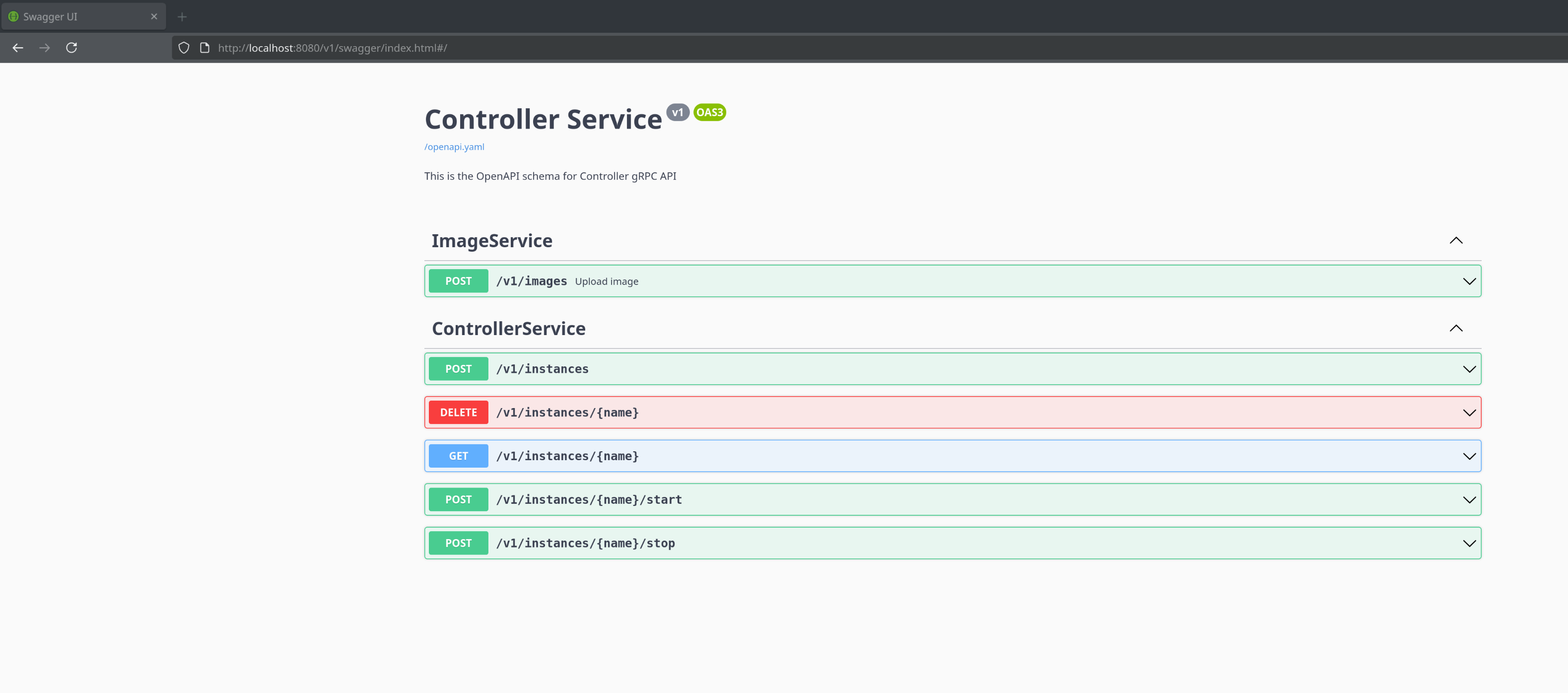 swagger UI snapshot